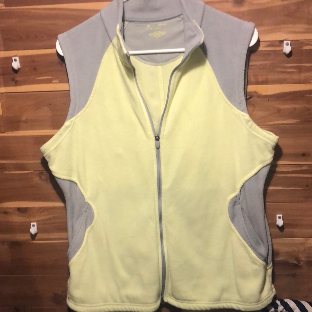 Lime green and gray vest